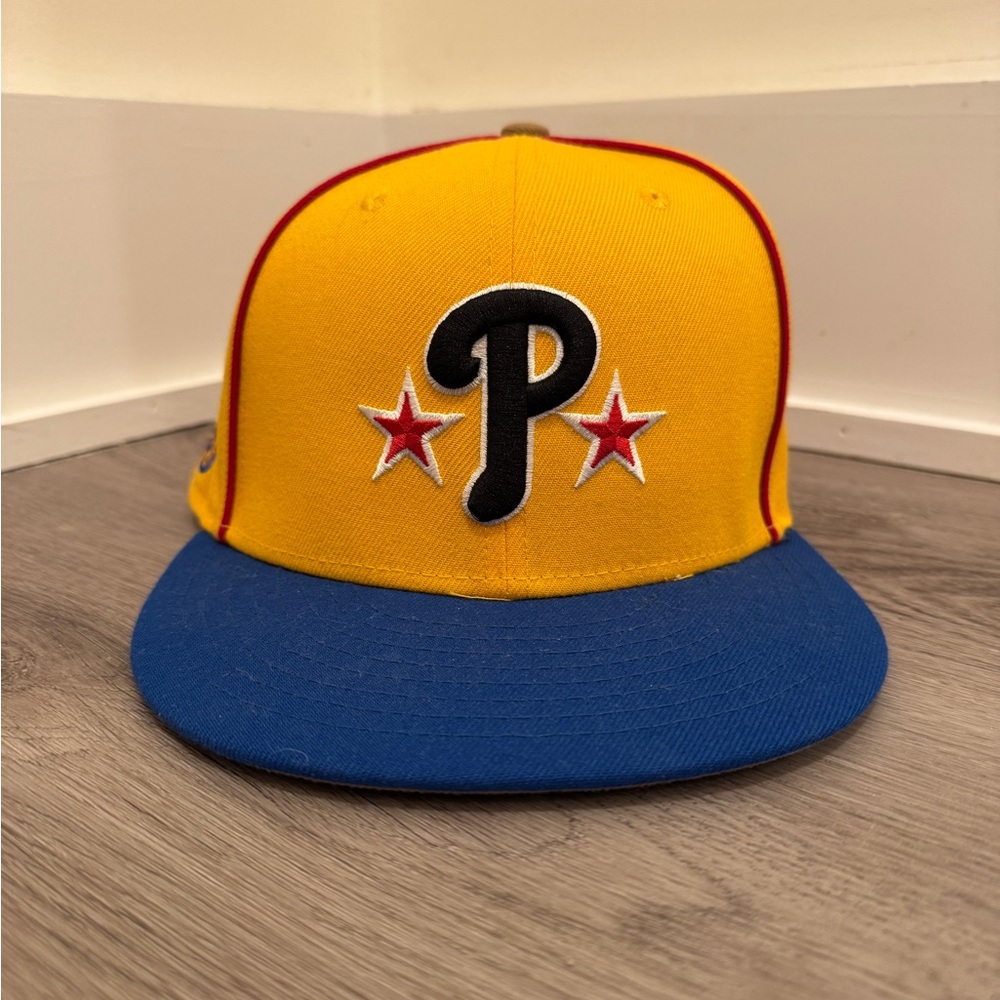 New Era Men’s Cooperstown Lasso edition Yellow and Blue Fitted Hat Size 7
